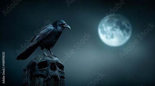 halloween witch flying over the moon