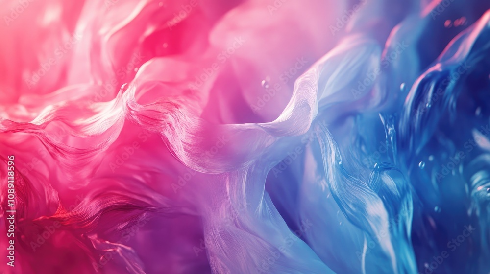 Obraz premium Smooth Abstract Background with Fluid Color Gradients Transitioning from Soft Pink to Blue, Creating a Dreamy and Ethereal Atmosphere