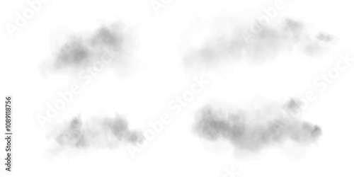 Transparent fog or smoke, PNG white smog cloud effect, isolated transparent special effect. Vector illustration, fog, vapour, magic haze.