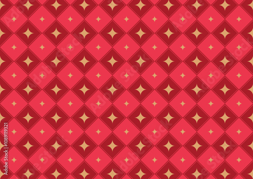 Argyle plaid Christmas pattern. Traditional Scottish ornament. Background with lozenge diamonds and octagonal stars. Fabric texture.