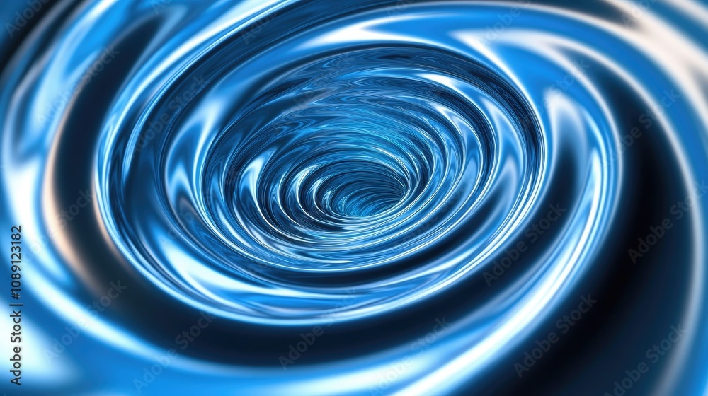 A vibrant blue spiral wave pattern creating a mesmerizing tunnel effect against a sleek, modern technological background A vibrant blue spiral wave pattern creating a mesmerizing tunnel effect against a sleek, modern technological background