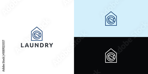 Laundry logo design. Washing machine icon for laundry service business logo template.