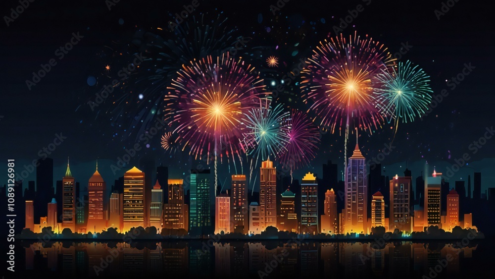 Obraz premium fireworks in the night sky