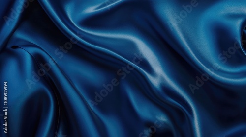 Wallpaper Mural Luxurious deep blue silk satin texture with smooth, flowing folds, providing an elegant backdrop for design elements and creative compositions. Torontodigital.ca