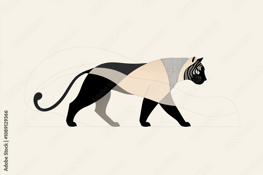 Elegant Minimalist Tiger Illustration Wildlife Art Digital Design Neutral Palette Side View Modern Aesthetic for Nature Lovers Elegant Minimalist Tiger Illustration Wildlife Art Digital Design Neutral Palette Side View Modern Aesthetic for Nature Lovers