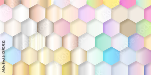 Abstract background multi color hexagon with seamless geometric pattern texture design. futuristic geometry pattern honeycomb mosaic texture design. hexagon grid minimalist mesh cell texture design.