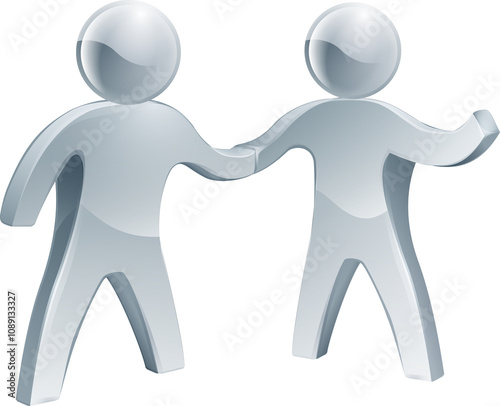 Silver people shaking hands