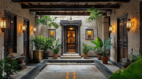 indian maratha wada house with stone walls photo