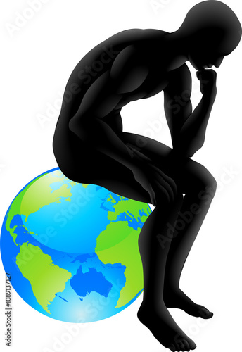 Globe thinker concept