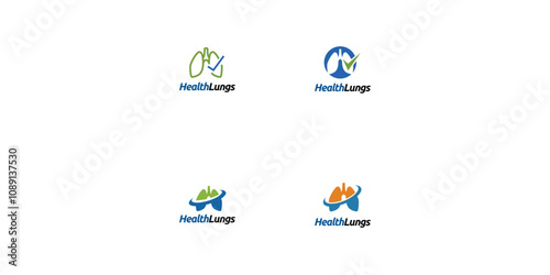 Set of Lungs logo.  lungs  care logo designs for medical service and consult