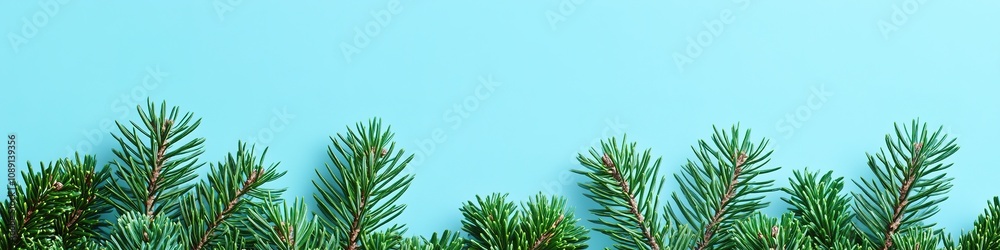 Pine branches border with ample empty space for text Pine branches border with ample empty space for text