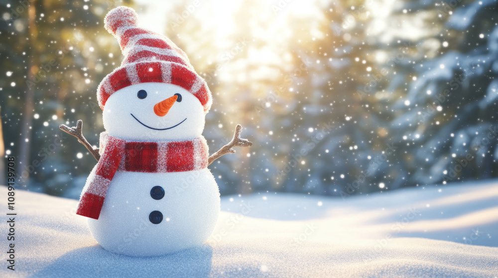 Start of winter 3D illustration, Snow mountain 3D illustration, snowman 3D illustration Start of winter 3D illustration, Snow mountain 3D illustration, snowman 3D illustration