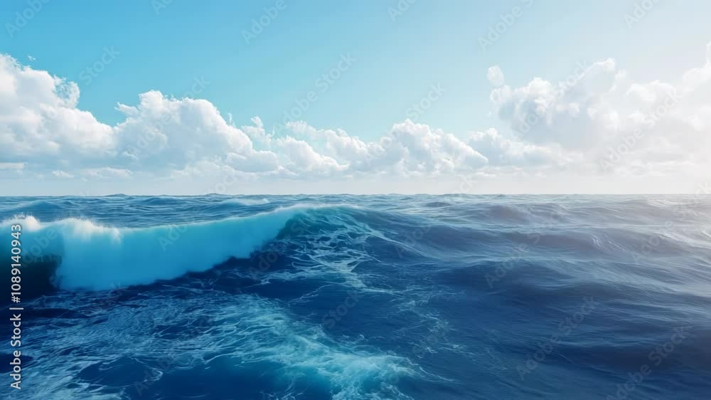 Ocean Waves Under a Blue Sky