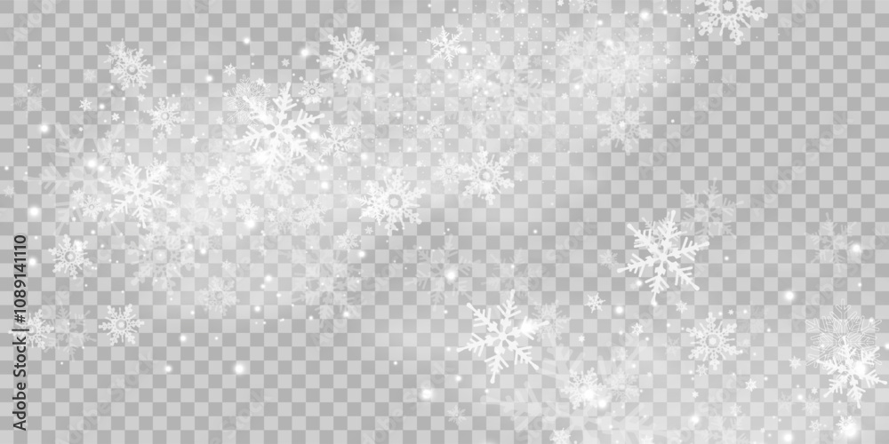 Christmas snowflakes on a transparent background. Snow flakes, snow background. Heavy snowfall, snowflakes in different shapes and forms. Christmas snowflakes on a transparent background. Snow flakes, snow background. Heavy snowfall, snowflakes in different shapes and forms.