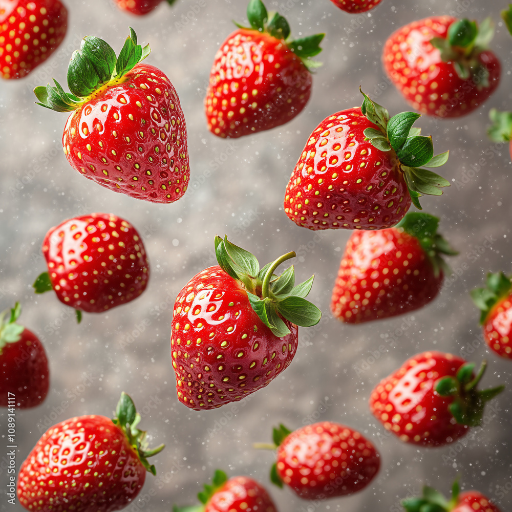 strawberries flying in the air strawberries flying in the air