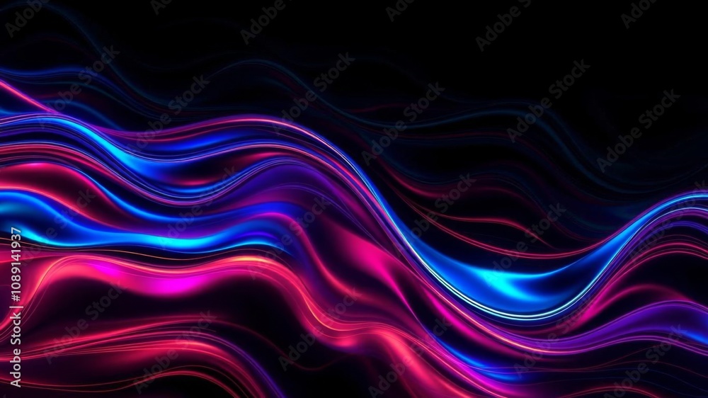 Black wallpaper with neon accents creating futuristic surface texture, technology, undulations, pattern Black wallpaper with neon accents creating futuristic surface texture, technology, undulations, pattern
