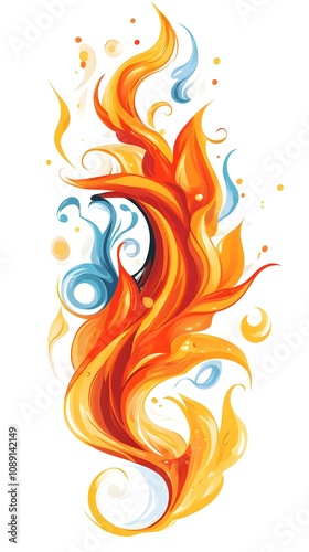 a abstract fire design, isolated sticker on a white background