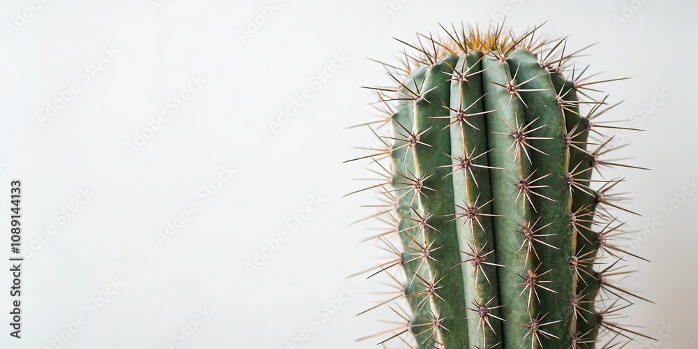 Prickly cactus with sharp thorns on its stem, cactus, sharp, foliage, spiny Prickly cactus with sharp thorns on its stem, cactus, sharp, foliage, spiny
