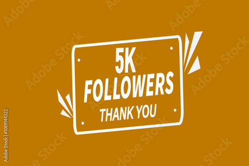 thank you 5k followers,  vector, illustration, social, media, post,  subscribers, followers animation design, banner, premium, background
