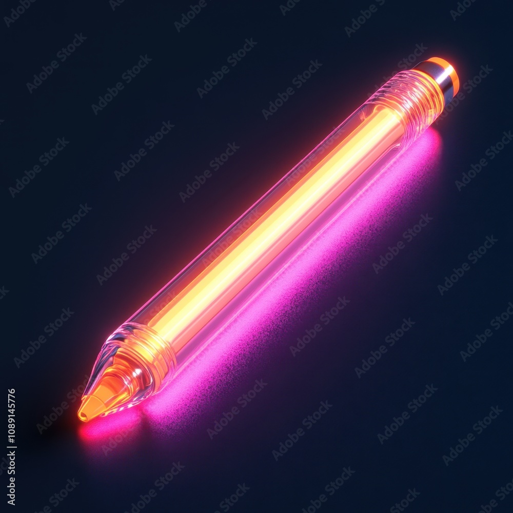 Glowing Neon Lightsaber Weapon in Dark Background Glowing Neon Lightsaber Weapon in Dark Background
