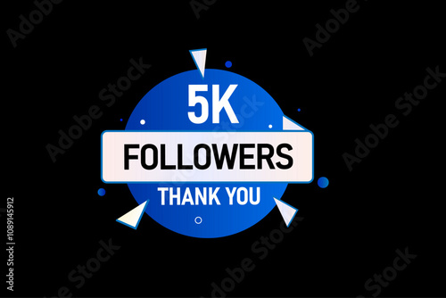 thank you 5k followers,  vector, illustration, social, media, post,  subscribers, followers animation design, banner, premium, background
