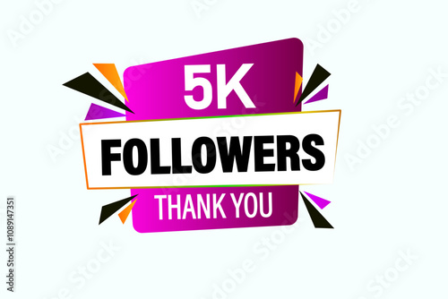 thank you 5k followers,  vector, illustration, social, media, post,  subscribers, followers animation design, banner, premium, background
