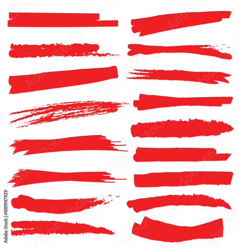 Wallpaper Mural Marker hand-drawn line border red set and scribble design elements. Red ink brush strokes and banners.  Torontodigital.ca