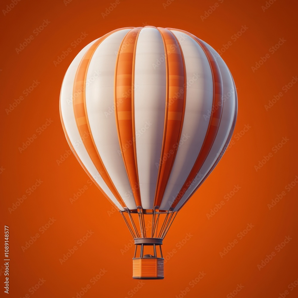 Fototapeta premium Vibrant Orange Hot Air Balloon on a Solid Background