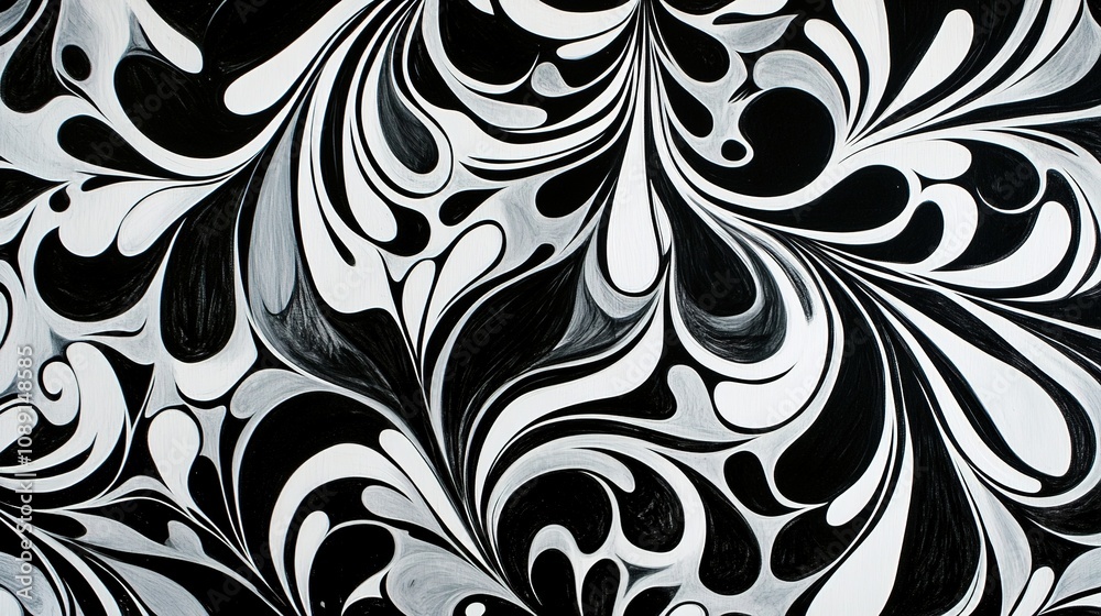 Fototapeta premium Dynamic black and white abstract pattern artistic design home decor modern environment close-up view creative concept
