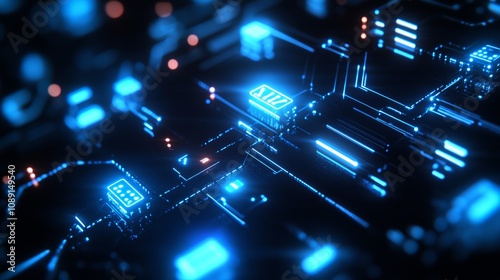 Wallpaper Mural Glowing Circuit Board Art Torontodigital.ca