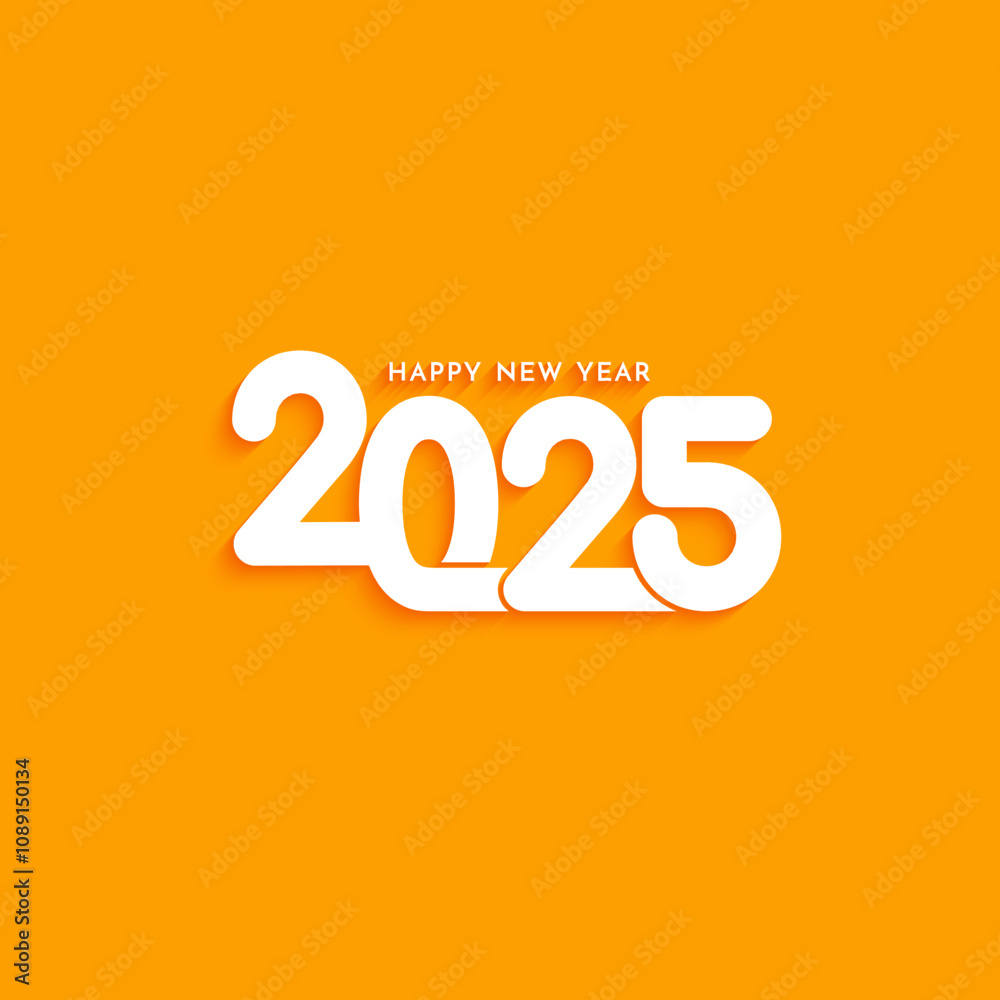 Happy New year 2025 decorative text design on yellow background Happy New year 2025 decorative text design on yellow background