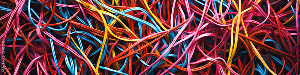 Frustrating Labyrinth: A tangled mess of strings and ribbons, leading nowhere. Frustrating Labyrinth: A tangled mess of strings and ribbons, leading nowhere.
