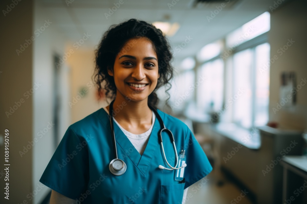 Smiling portrait of a female doctor in hospital Smiling portrait of a female doctor in hospital