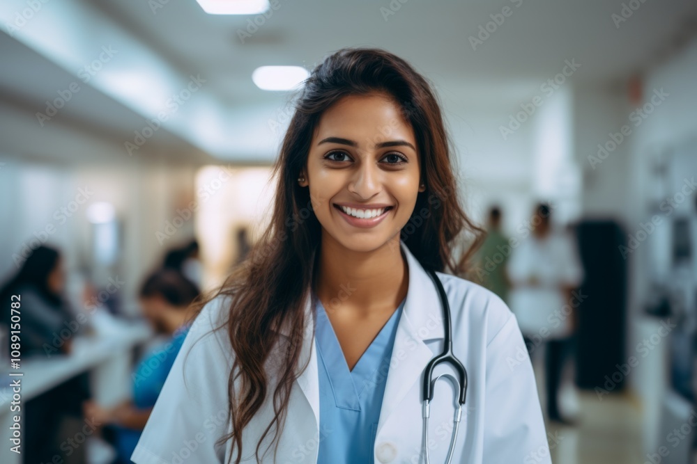 Smiling portrait of a female doctor in hospital Smiling portrait of a female doctor in hospital