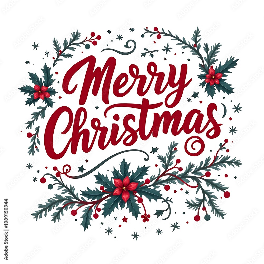 Fototapeta premium merry christmas t shirt design typography on an isolated white background