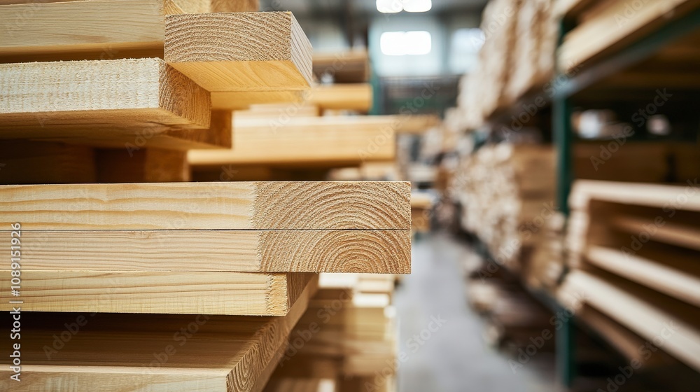 Stack of Wooden Planks in a Lumber Yard Stack of Wooden Planks in a Lumber Yard