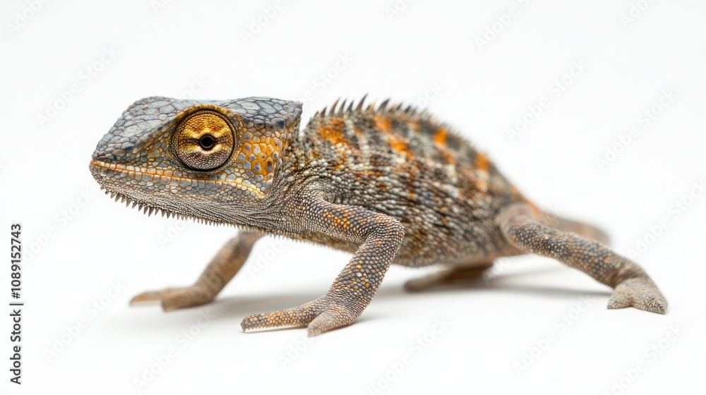 Fototapeta premium chameleon lizard with white background.