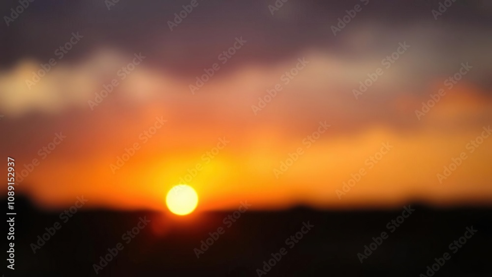 Fototapeta premium Warm glow of sunset fading into blurred background, soft illumination, natural ambiance, gradual fade