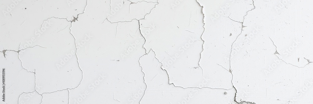 Fototapeta premium Distressed white paint with cracks and flakes on a textured background, worn surface, worn look