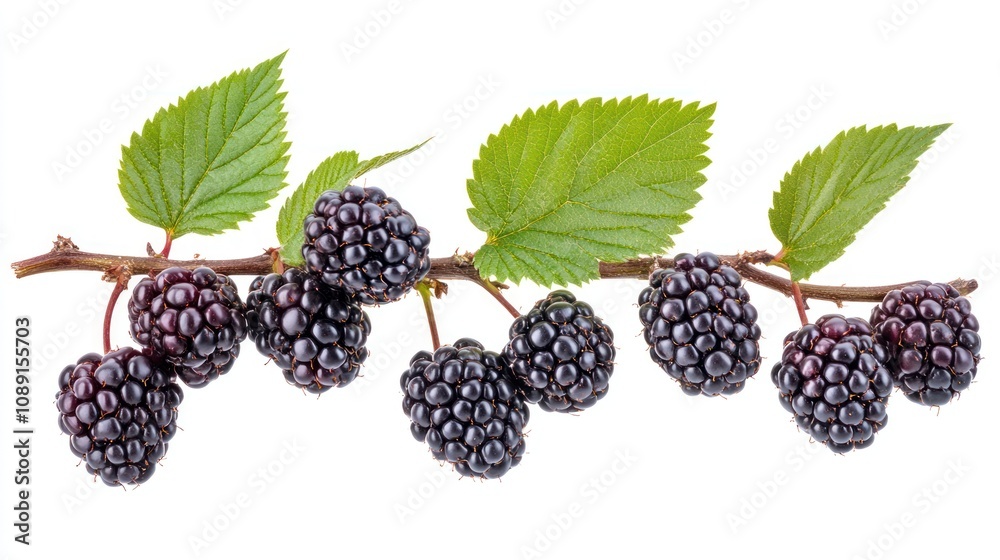 Blackberry Branch with Lush Green Leaves Blackberry Branch with Lush Green Leaves