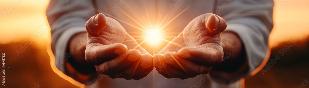 A pair of hands cradles a glowing orb of light against a sunset backdrop, symbolizing hope, warmth, and potential. A pair of hands cradles a glowing orb of light against a sunset backdrop, symbolizing hope, warmth, and potential.