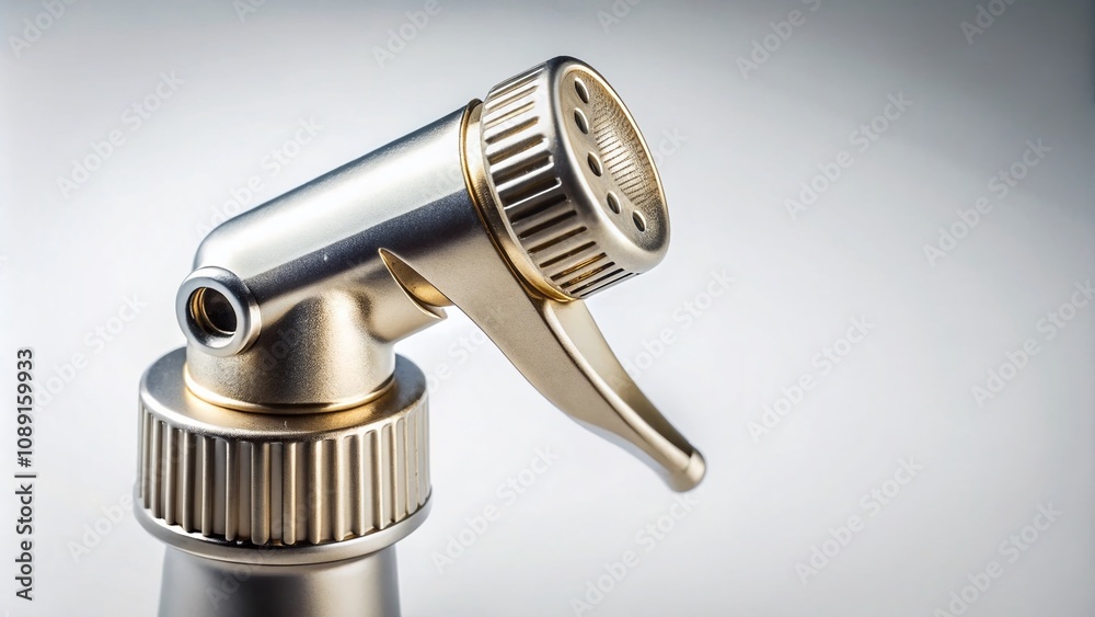 Closeup of a Plastic Spray Nozzle Isolated on White Background for Minimalist Photography Showcasing Modern Design and Versatility in Household and Industrial Applications Closeup of a Plastic Spray Nozzle Isolated on White Background for Minimalist Photography Showcasing Modern Design and Versatility in Household and Industrial Applications