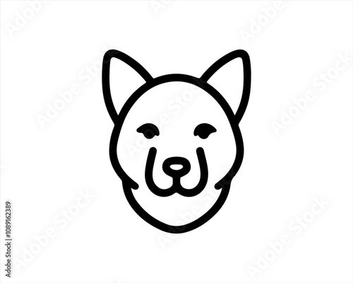 Minimalist lines outline dog logo design icon symbol vector illustration.