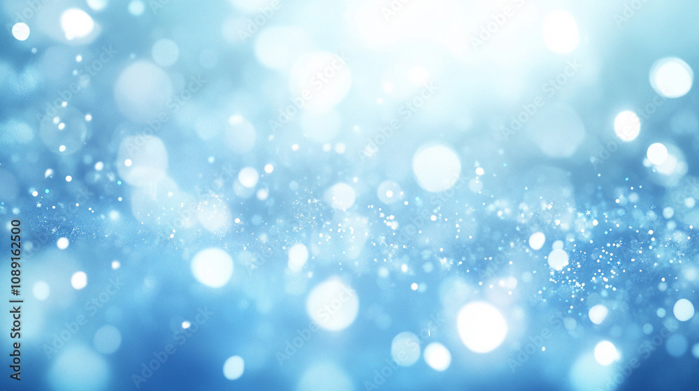 A bright abstract blue winter background with bokeh and snowflake A bright abstract blue winter background with bokeh and snowflake