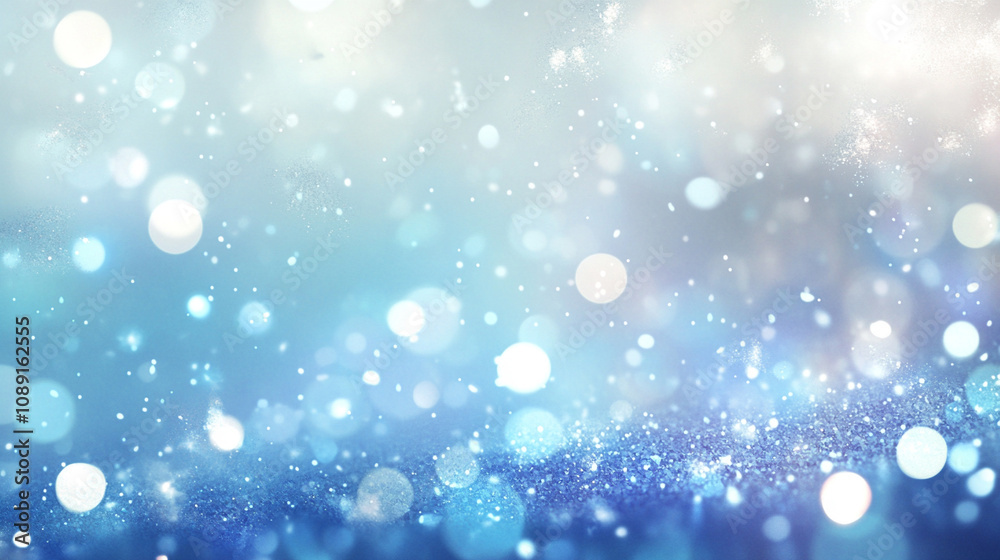 Obraz premium A bright abstract blue winter background with bokeh and snowflake