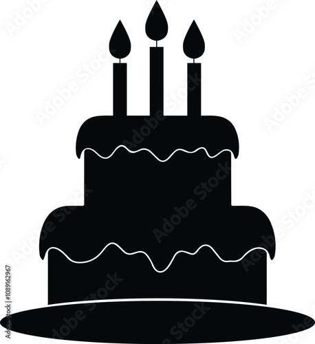 birthday cake silhouette vector design with white bg.