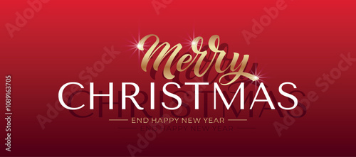 Merry Christmas and Happy New Year hand lettering calligraphy. Vector holiday illustration element. Typographic element for congratulations.