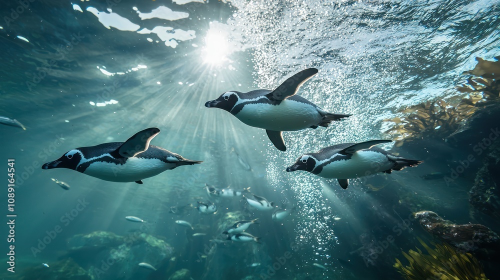 Obraz premium Penguins Swimming