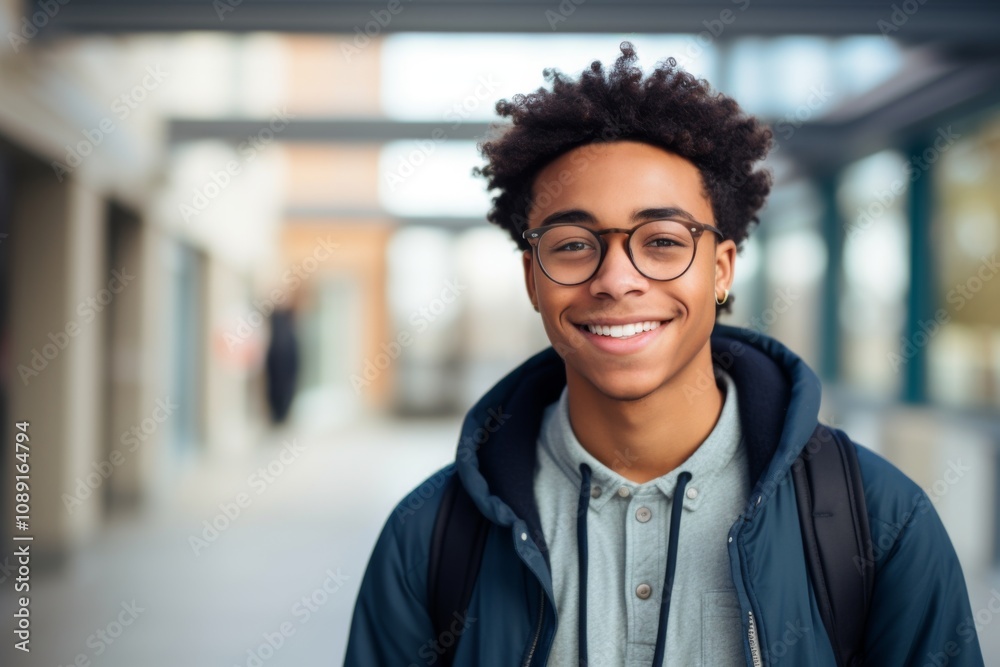Smiling portrait of a young male African American student Smiling portrait of a young male African American student