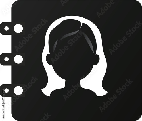 address book silhouette vector with white bg